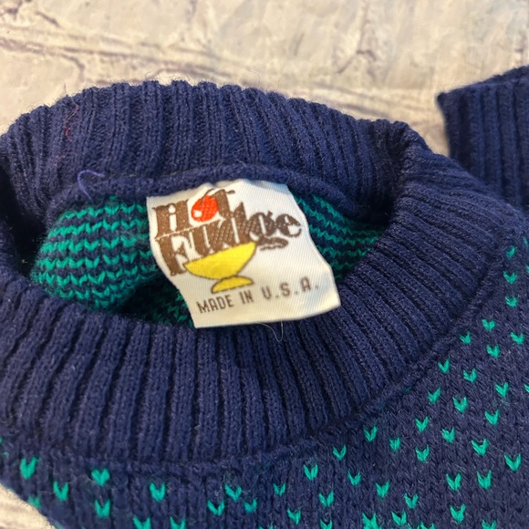 VINTAGE HOT FUDGE BABY/TODDLER FLIGHT CLUB AIRPLANE SWEATER NAVY/RED/GREEN - Picture 5 of 8